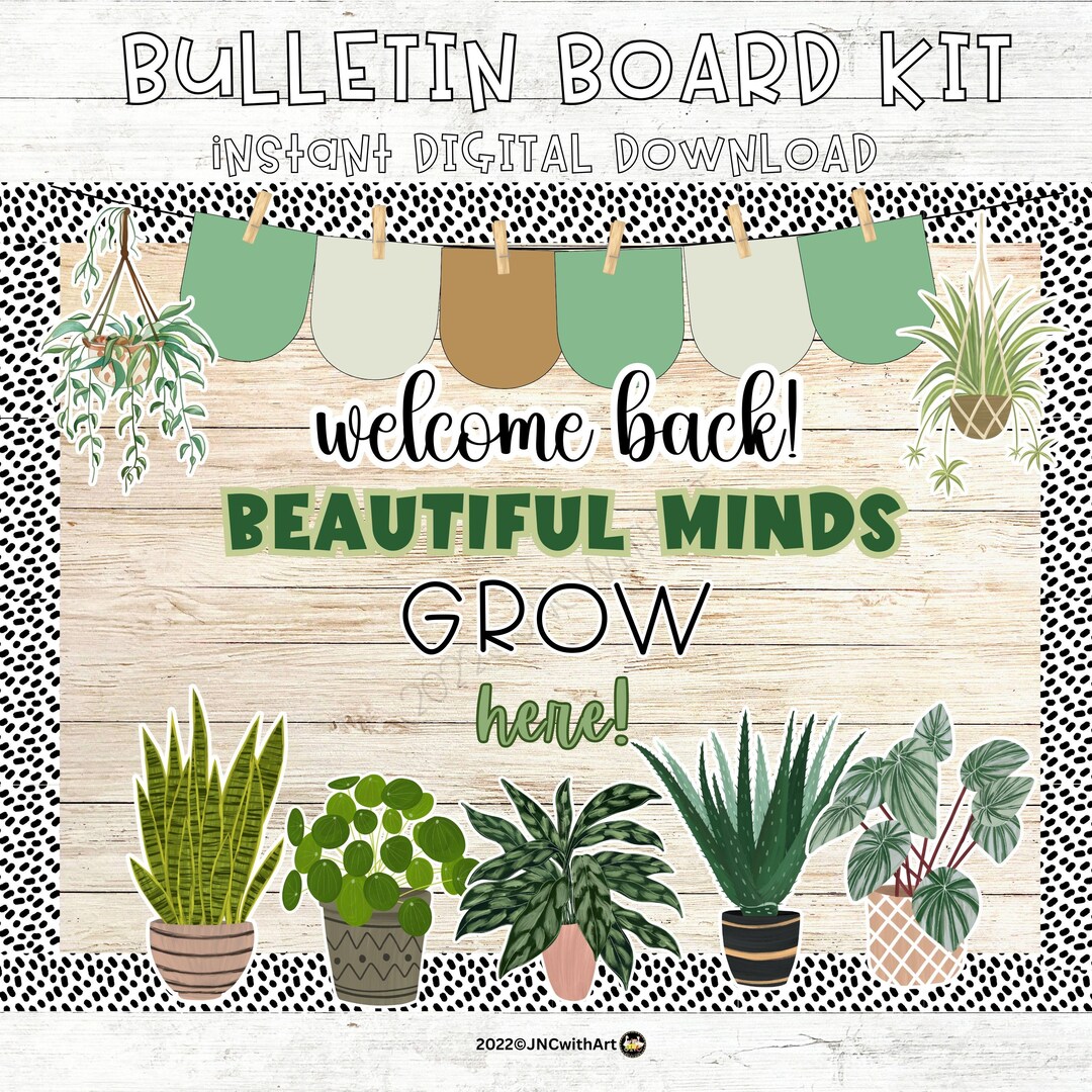 Plant-themed Classroom Bulletin Board Kit, Back to School Growth ...