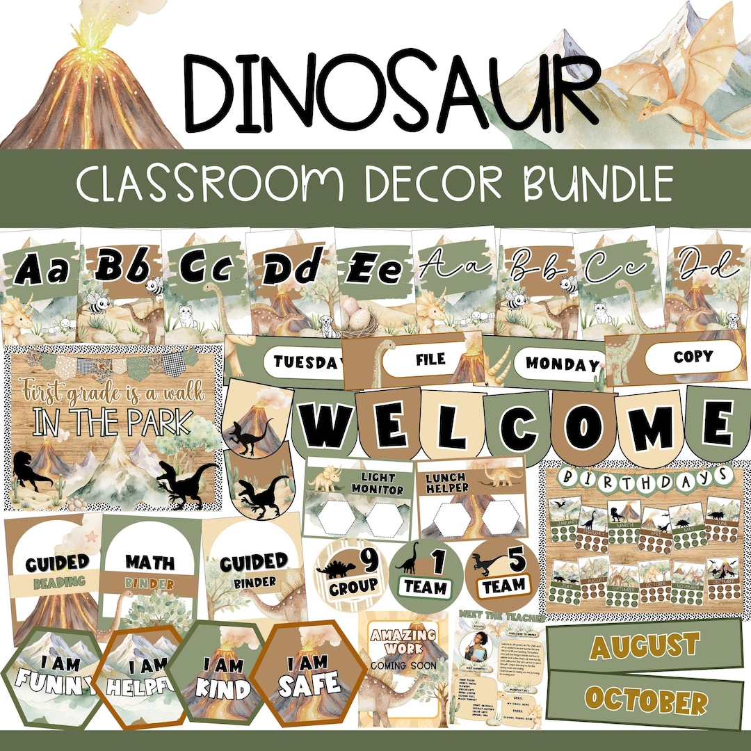 Dinosaur Classroom Decor Bundle | Dino Theme Bulletin Board Kit | - Etsy