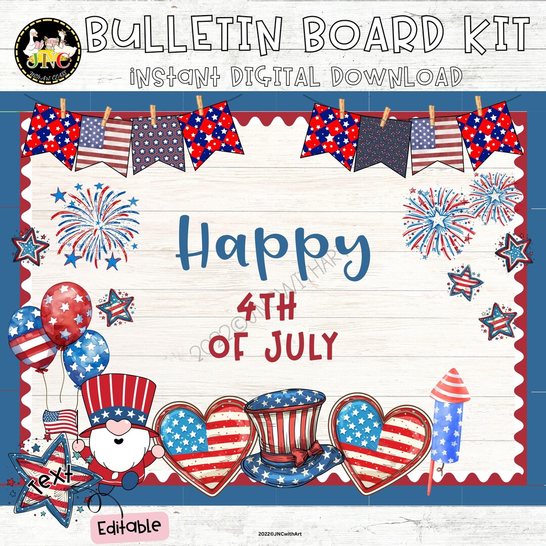 Patriotic Gnome Bulletin Board Kit | Editable 4th of July Classroom ...