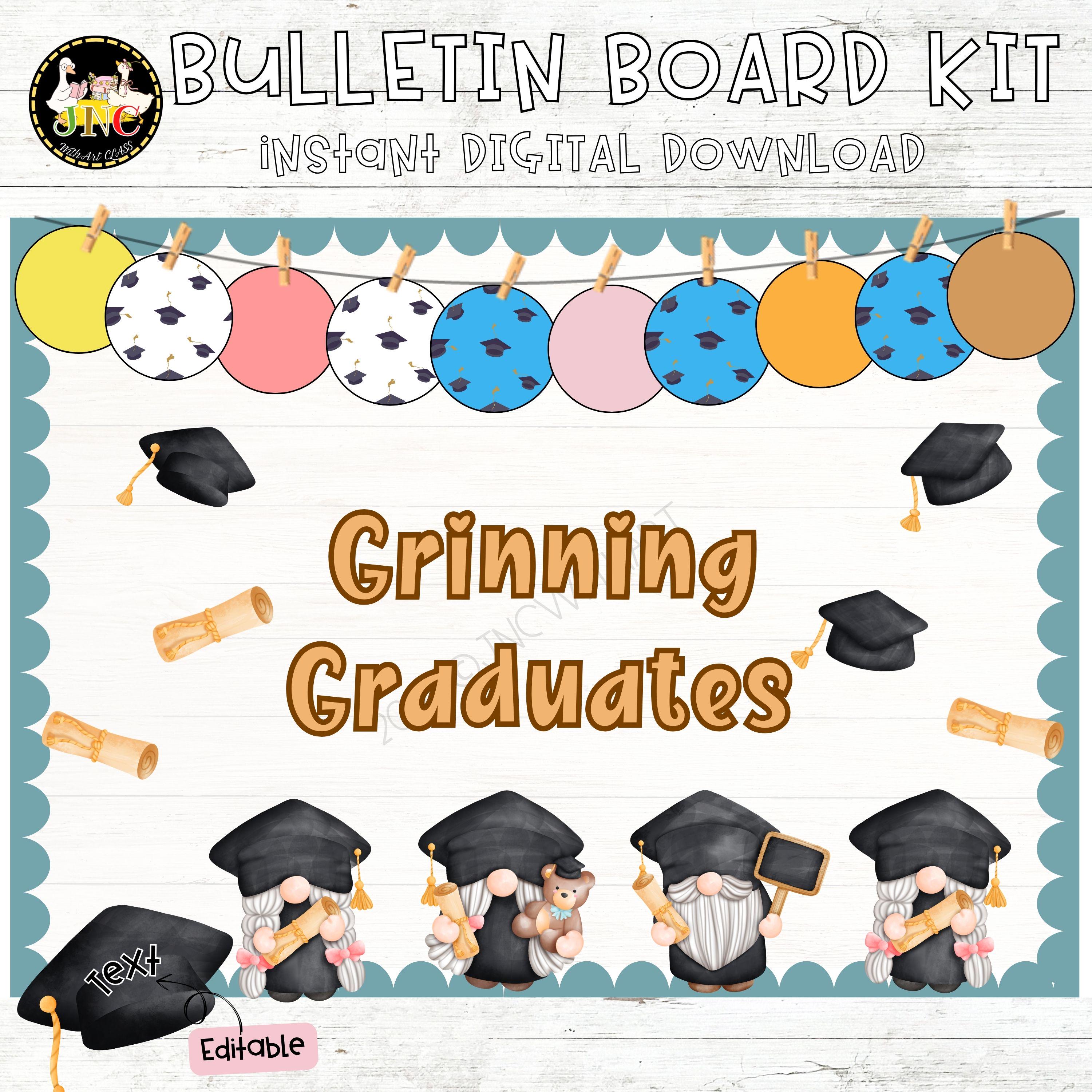 Graduation Bulletin Board Kit | Class of 2026 Decor | Editable Gnome ...
