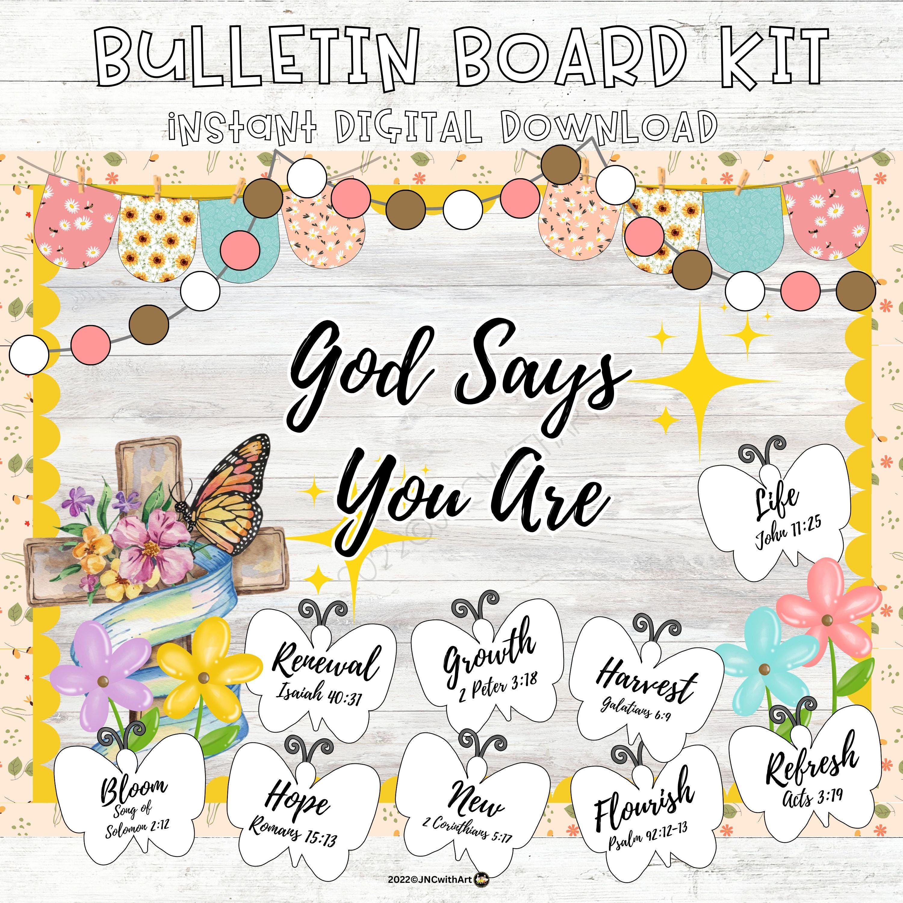 God Says You Are Spring Bulletin Board Kit | March April Christian ...