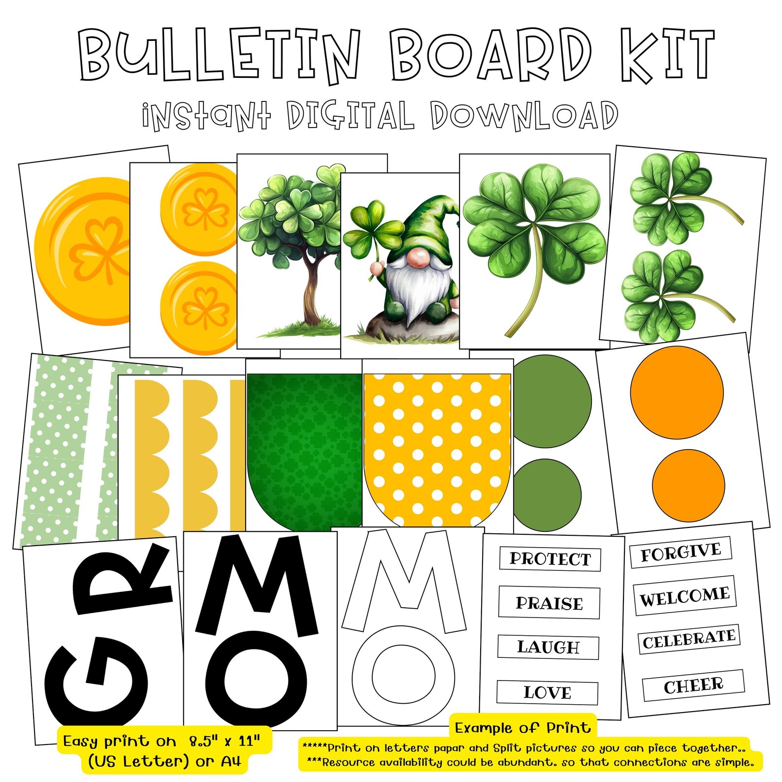 Shamrock Bulletin Board Kit | Kindness Classroom Decor (digital ...