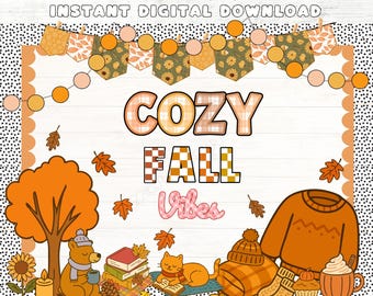 Cozy Fall Bulletin Board Kit: Herbst Klassenzimmer Dekor (bearbeitbarer digitaler Download)