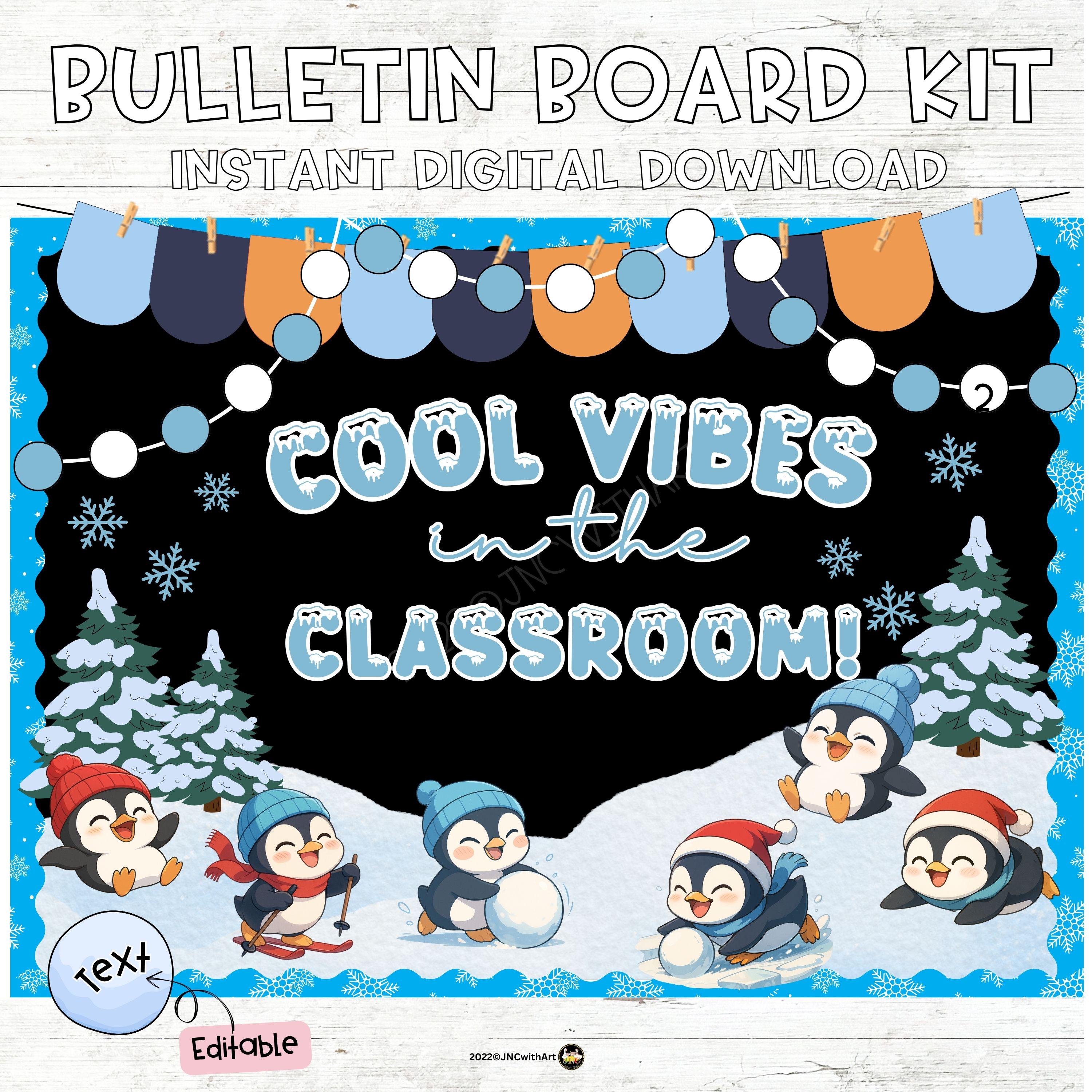 Winter Penguin Bulletin Board Kit: Editable Classroom Decor (digital ...