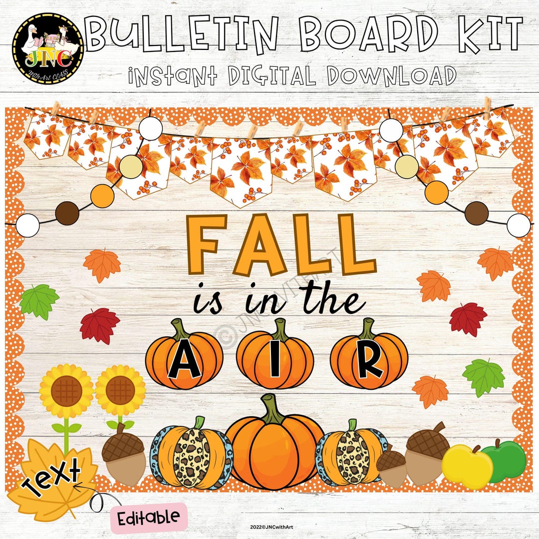 Fall Bulletin Board Kit | Editable Autumn Leaves, Pumpkins Classroom ...