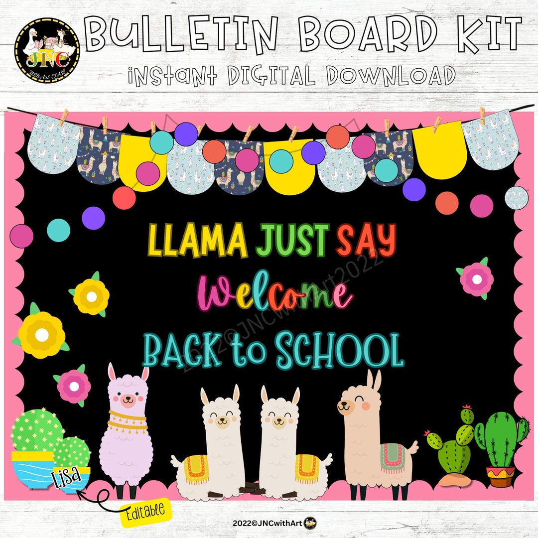Back to School Llama Bulletin Board Kit | Llama Classroom Decor ...