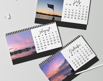 Bureaukalender met landschapsfoto's van Lime Lake | Bureaukalender met draaibare sluiting