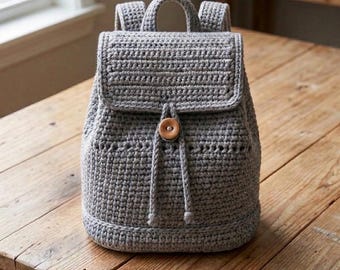 Crochet Handmade school Backpack Pattern,  Adjustable Shoulder Strap bag, PDF Digital Download
