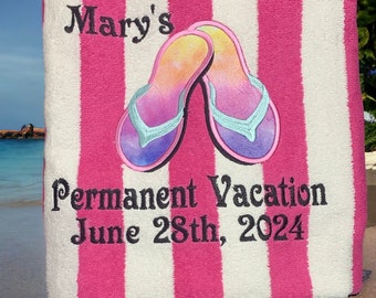 Retirement Gift, Personalized  Beach towel in Soft 100% Terry Velour - Great Retirement Gift,