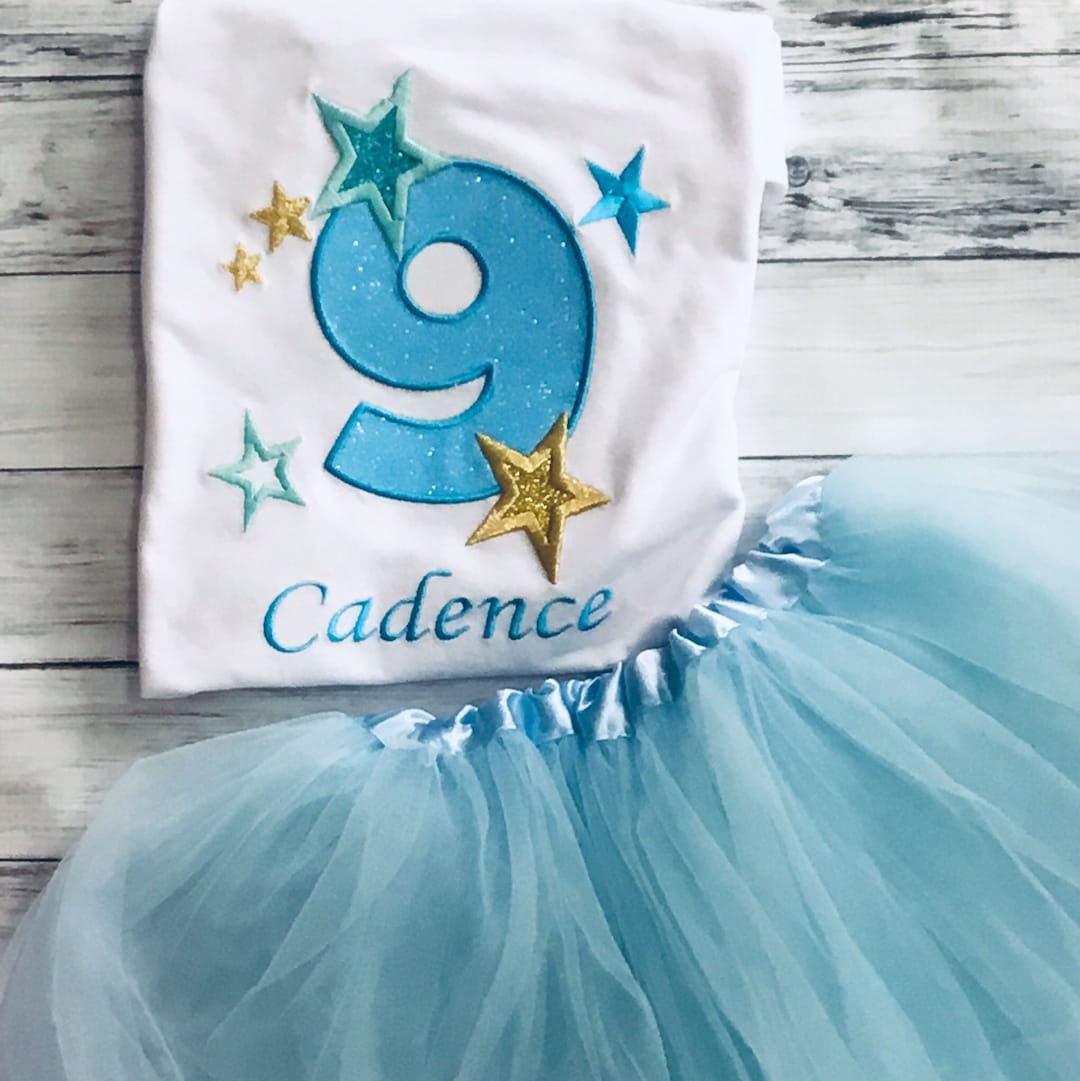 Birthday Outfit for Girls, 9th Birthday Outfit for Girls, Ninth Birthday Girls Dress Top and