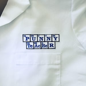 Medical Lab Coats periodic table names, Personalized with Business and Name, title image 1
