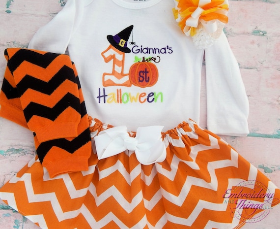 First Halloween, 1st Halloween outfit, Halloween outfit girl,Personalized halloween baby outfit, halloween baby girl, newborn halloween
