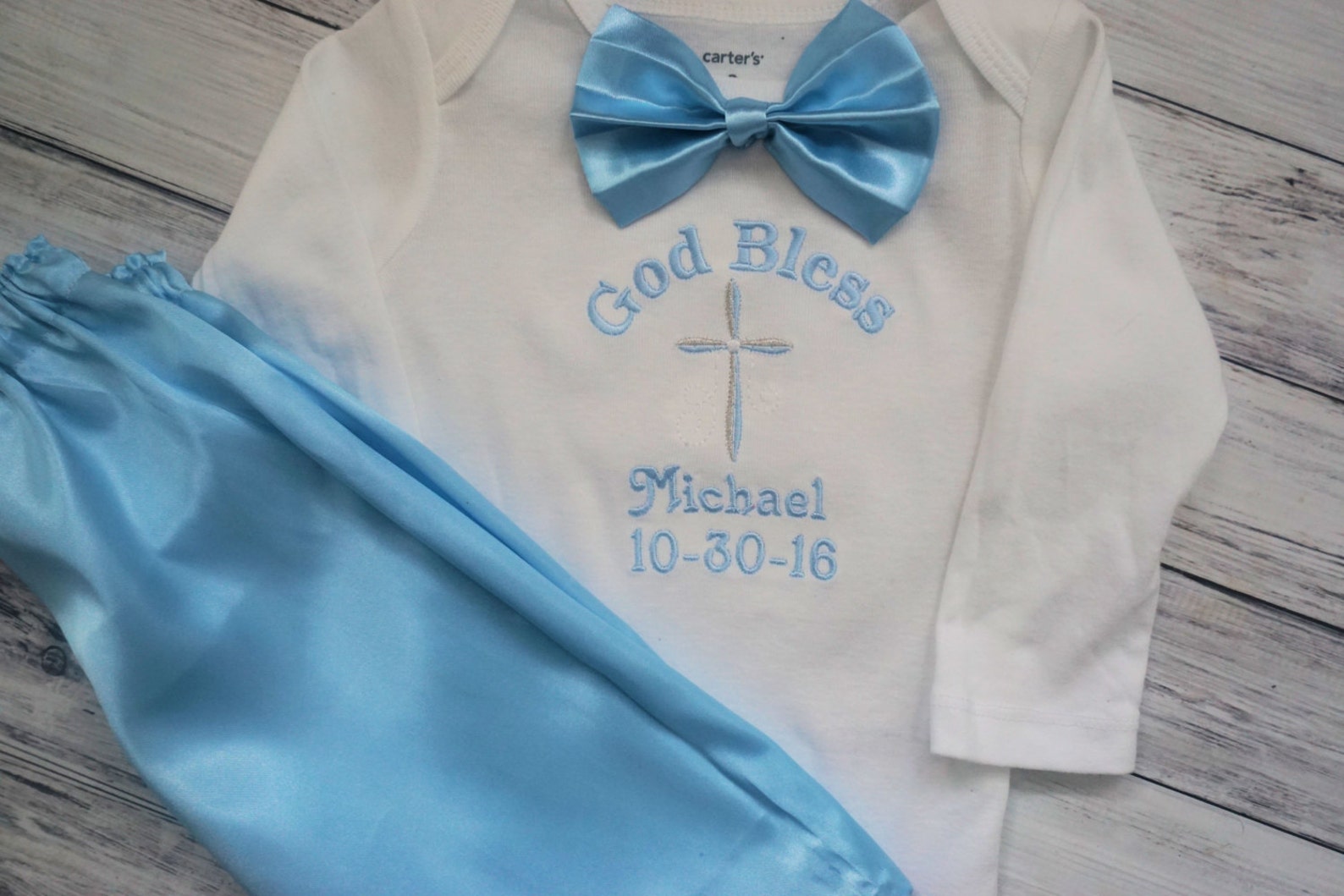 Baby Boy Christening Bodysuit With or Without Bow Tie Great Etsy