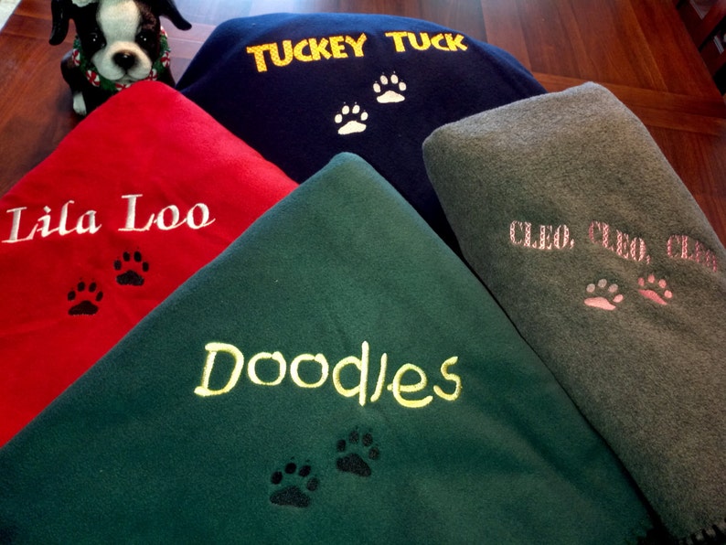 Personalized Dog or Cat Blankets Large size for you and your pet to snuggle, or for large size dog image 3