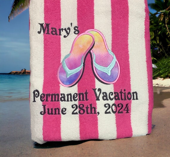 Retirement Gift, Personalized  Beach towel in Soft 100% Terry Velour - Great Retirement Gift,
