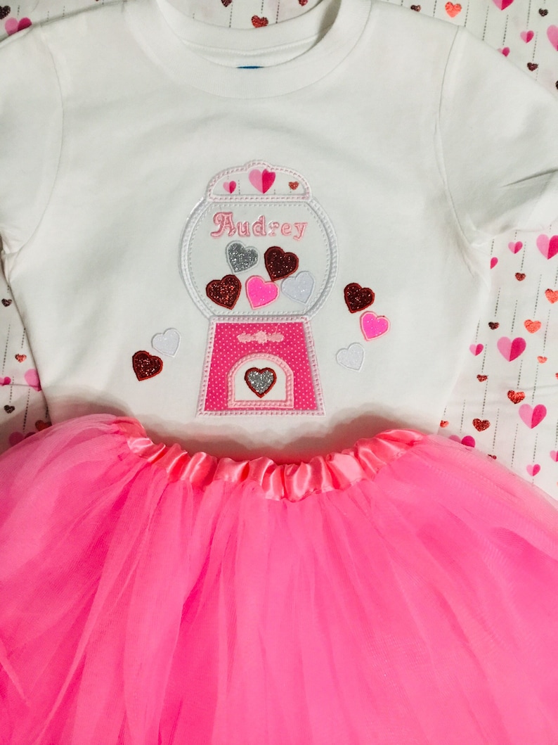 top Valentines day Outfit Girls gumball machine outfit Girls Candy tee Toddler gumball outfit personalize for free ruffled style pants