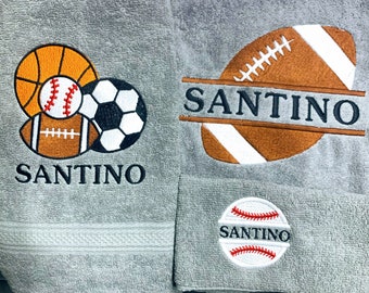 Baseball towels, sports towels for kids, bath towels in sports themes