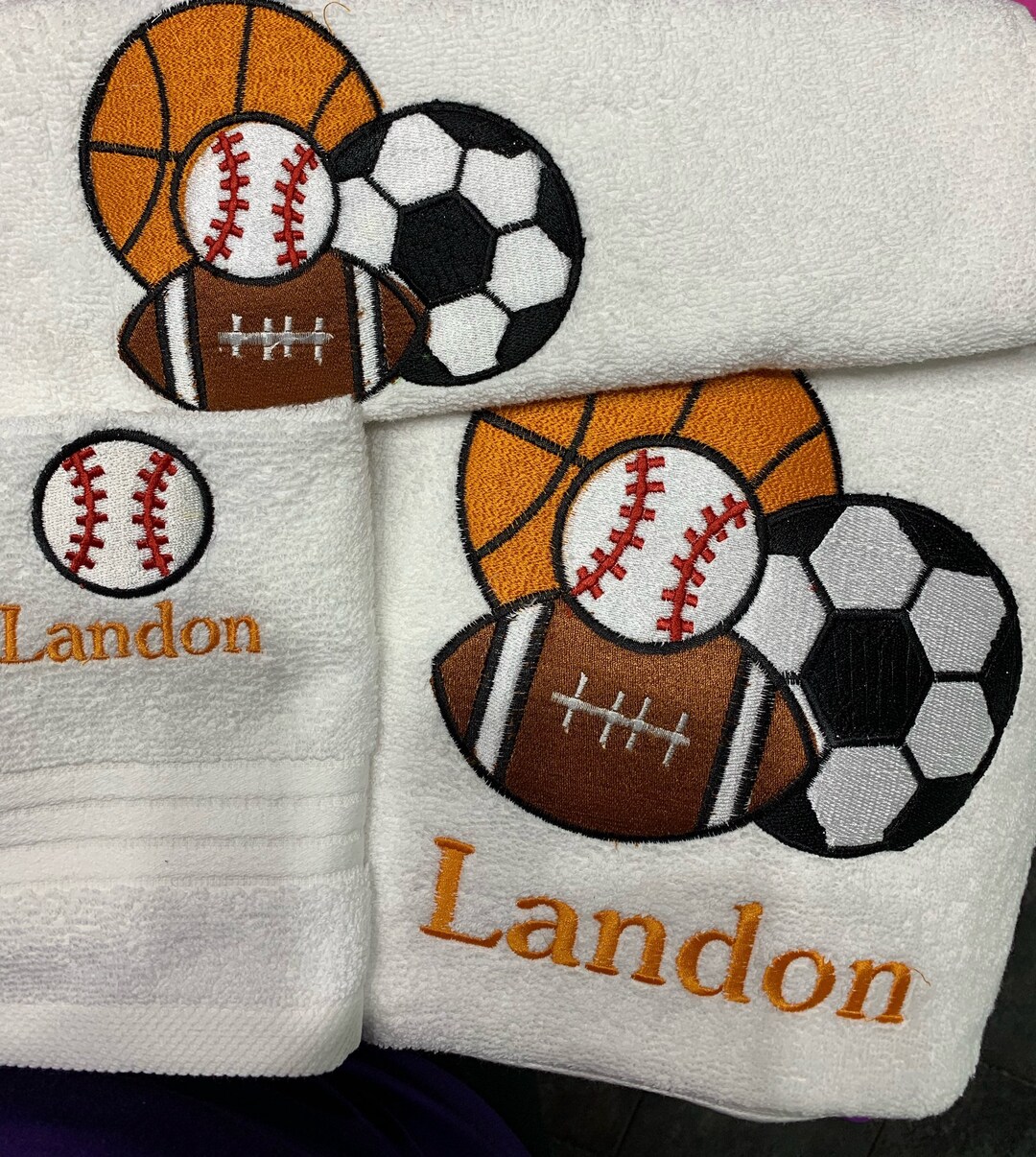 Sports Bath Towels Done in Sport Ball Theme, Can Be Done in Favorite