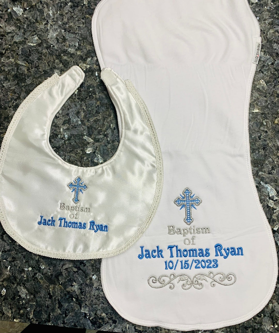 Baby Bibs Christening Bibs Baptism Bibs With Matching Burp Etsy