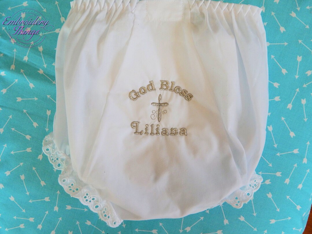 Christening Bloomers Baptism Diaper Coverwhite Monogrammed Bloomers
