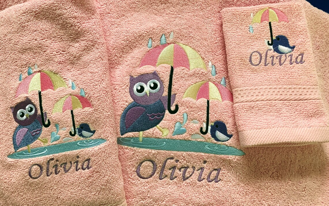 Personalized Bath Towel for KIDS Owl and Bird Bath Towel Etsy