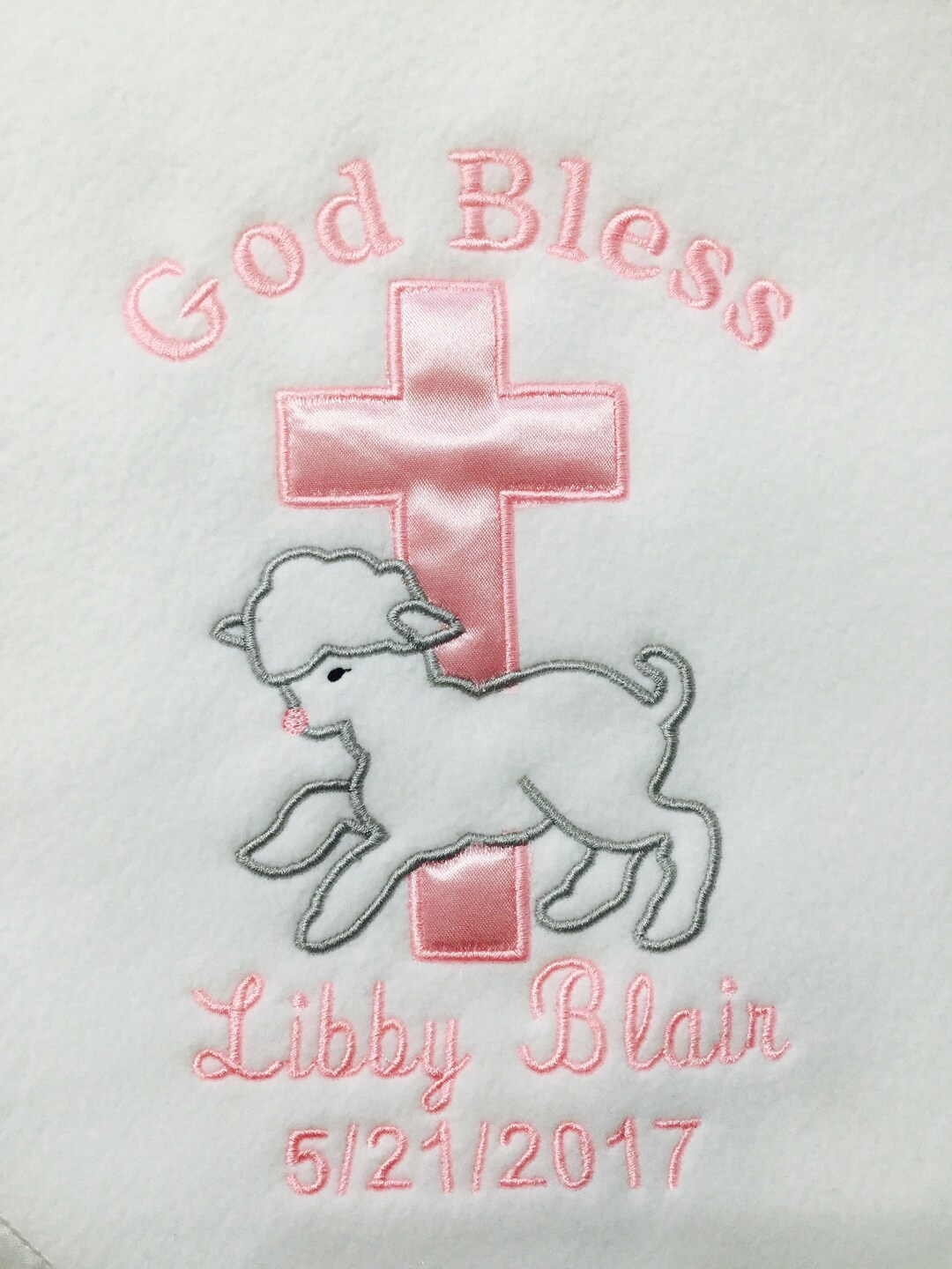 Baby Girl Baptism Blanket Personalized Baby Birth Blanket Etsy
