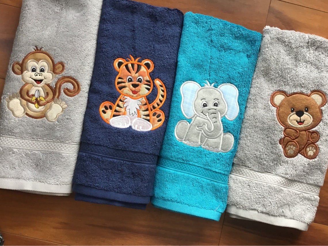 Elephant Bath Towel Personalized Kids Bath Towels in Baby Etsy