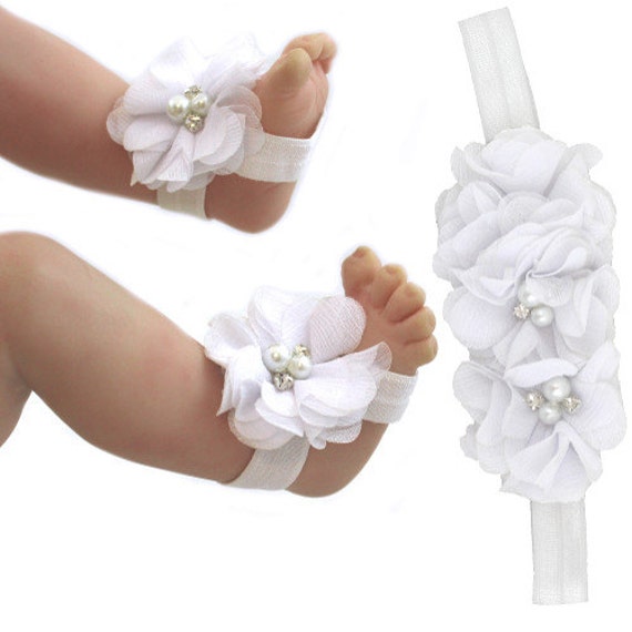 Baby barefoot sandals and headband deals