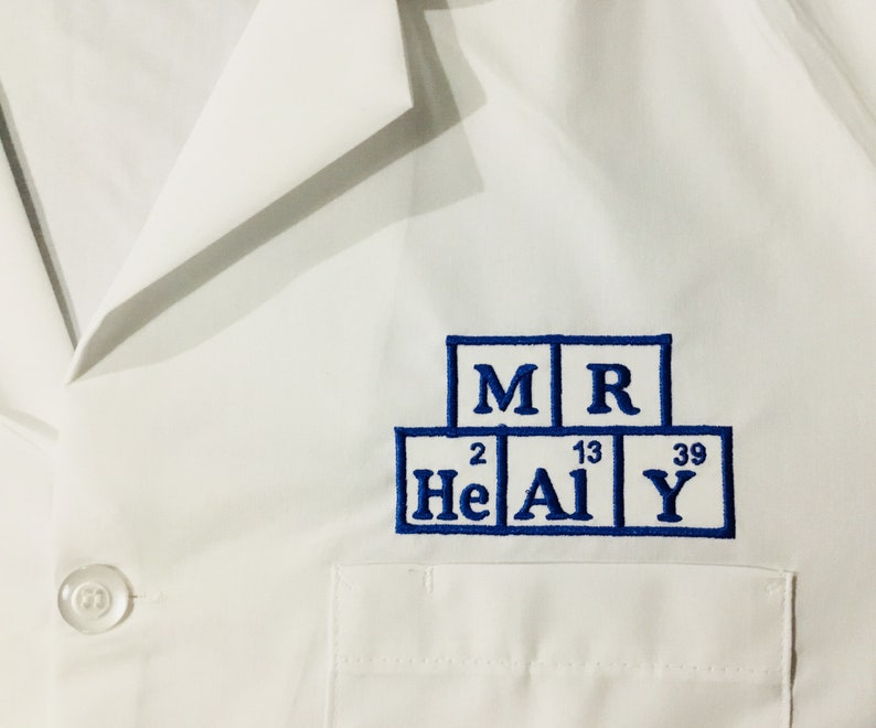 Medical Lab Coats periodic table names, Personalized with Business and Name, title image 4