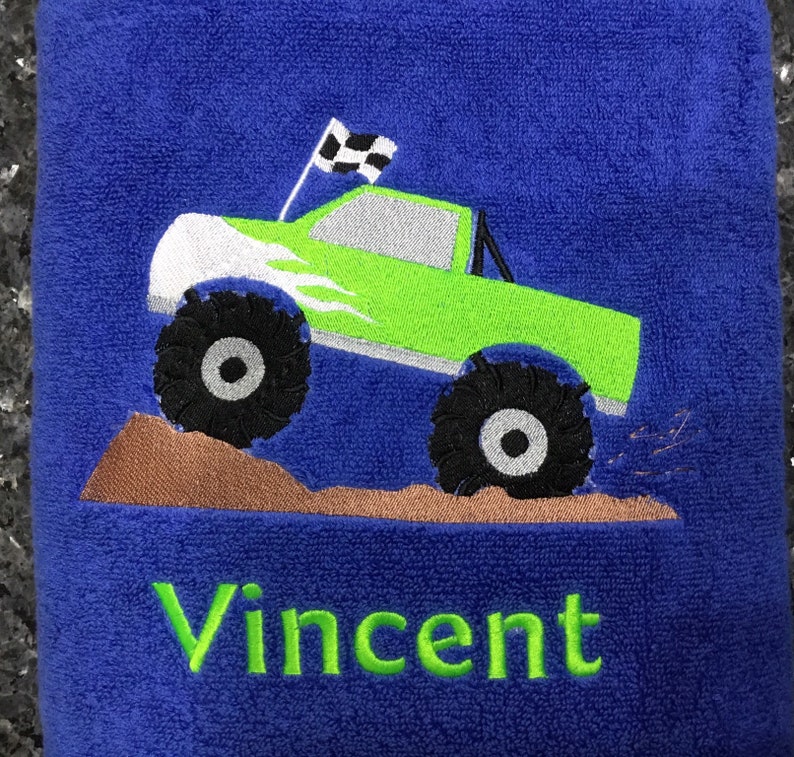 Monster Truck Bath Towels Personalized for Free Also Done in Etsy