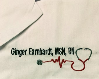 Lab Coats, Embroidered Personalized lab coats with Name, title, buisness   Up to 2-3 lones Logos can be done with upcharge