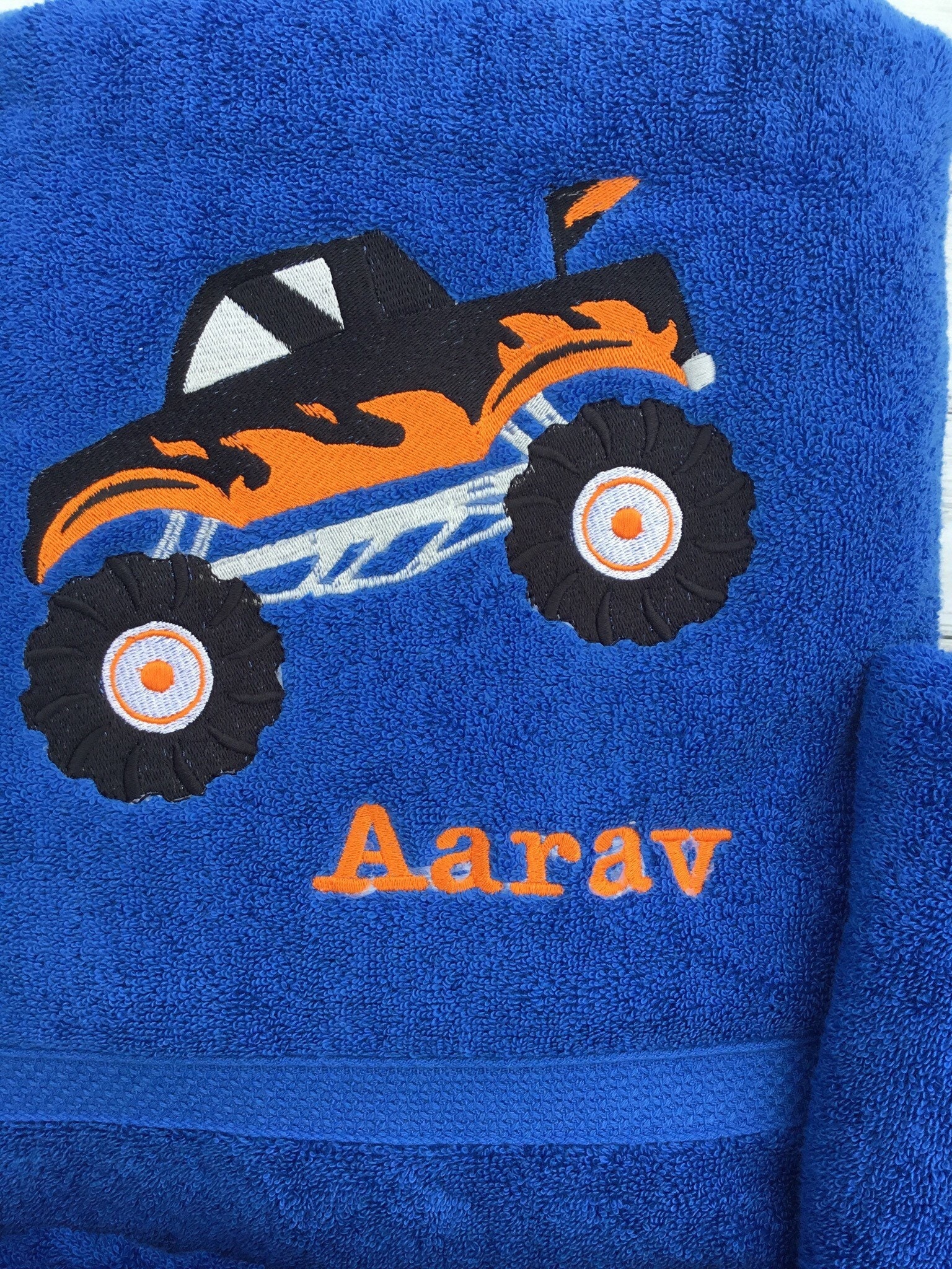 Bath Towels Personalized for Boys Monster Truck Bath Towels Done