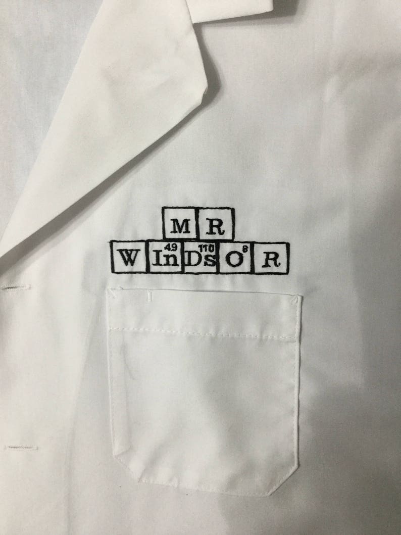 Medical Lab Coats periodic table names, Personalized with Business and Name, title image 6