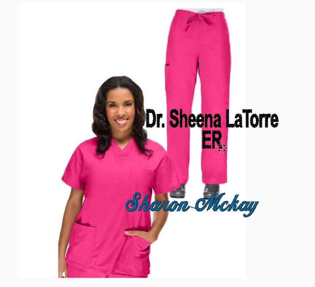 Personalized Ladies Vneck Scrub Tops and Pants to Match. Professional