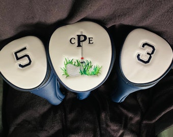 Golf Head Cover sets, Personalized Golf Head Cover sets, Golf accessories, Men's gift, fathers golf gift, Groomsmen Gift, tournament prize