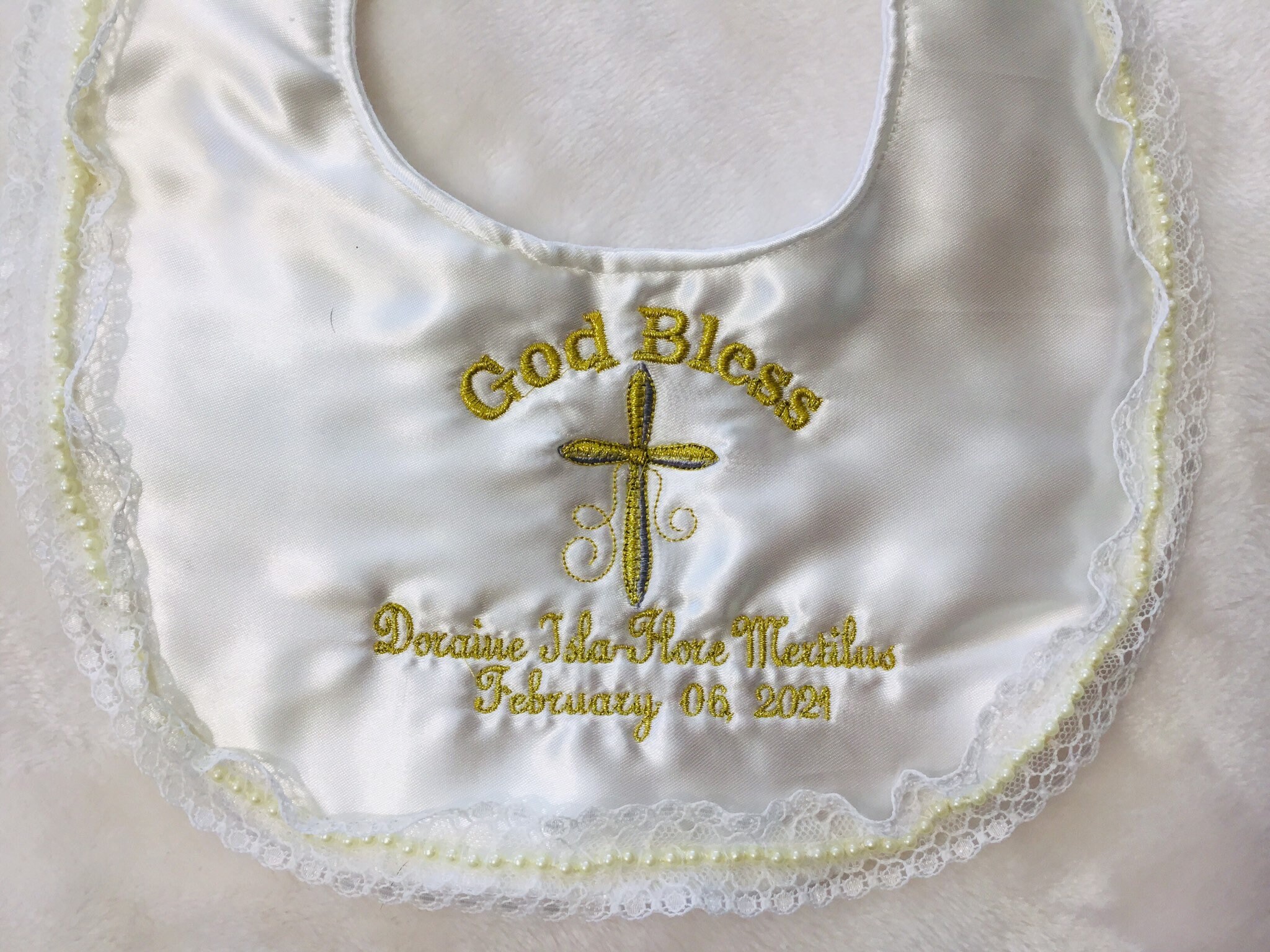 Personalized Christening Set Baptism Blanket and Bib Set Etsy