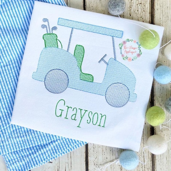 Toddler boys summer outfit personalized in many themes, golf or beach embroidery.  Order shirt or with shorts. Shorts in Seersucker /Gingham