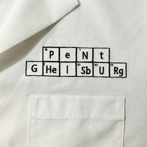 Medical Lab Coats periodic table names, Personalized with Business and Name, title image 5