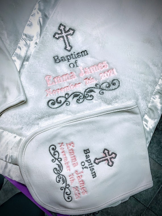 Christening Blanket, Baptism Blanket, Birth Blanket, Religious Blanket,  Baby Blanket, Baby Girl Baptism, also done for baby boy
