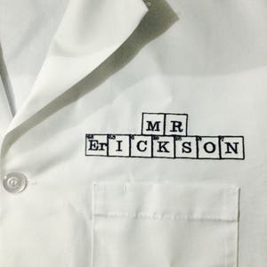 Medical Lab Coats periodic table names, Personalized with Business and Name, title image 7