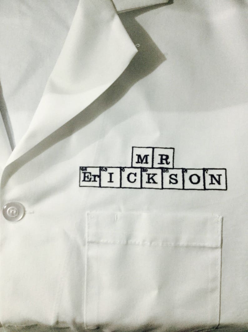 Medical Lab Coats periodic table names, Personalized with Business and Name, title image 7