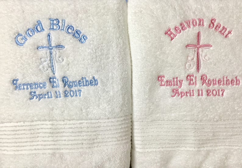 Christening TOWEL Baptism TOWEL Religious Towel Baby Etsy