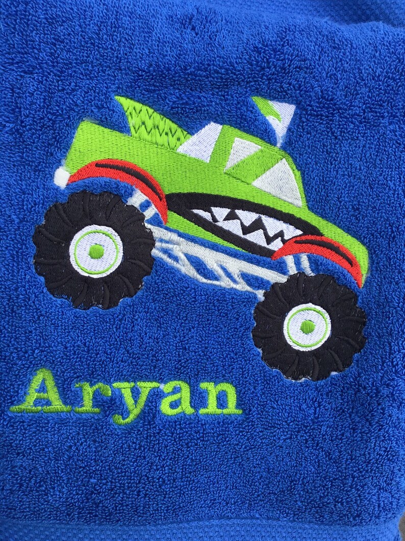 Monster Truck Bath Towels Personalized for Free Also Done in Etsy