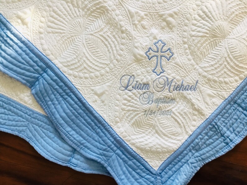 Baptism Blanket Keepsake Heirloom Baby Quilt for Christening Etsy