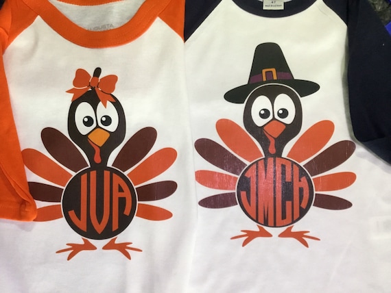 Thanksgiving girls and Boys Raglan Turkey T Shirt, Personalized Vinyl Design Turkey Shirt, Toddlers Thanksgiving T Shirt