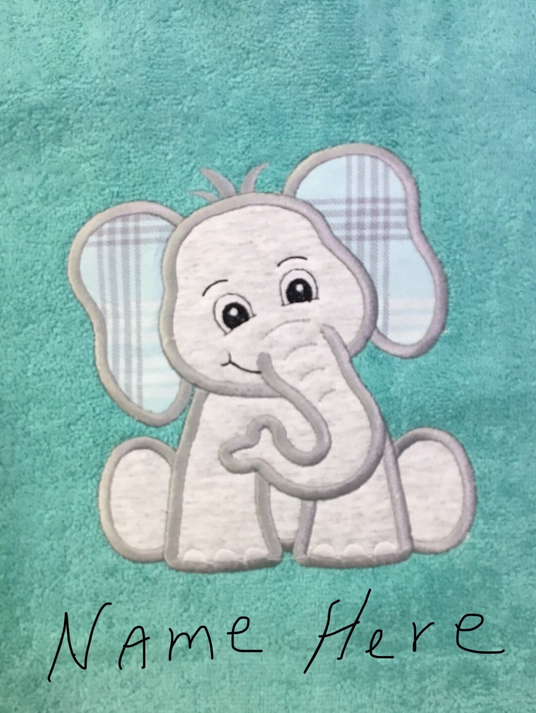 Elephant Bath Towel, Personalized Kids Bath Towels in Baby Animal Series, Name Added Above