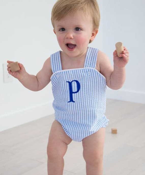 Seersucker suit top for baby