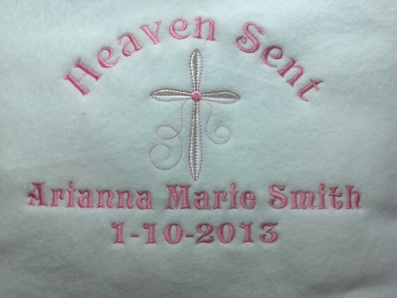 Christening Blanket / Baptism Blanket - Birth Blanket - Religious Blanket, Baby Blanket in god bless or Heaven sent