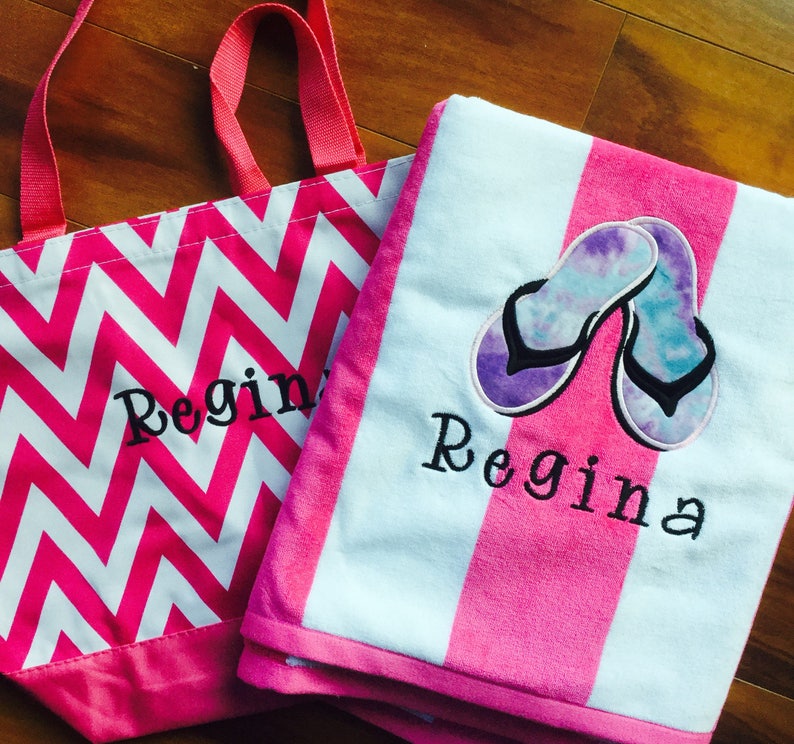 Beach tote bag and beach towel to match. Beach towel set for Etsy