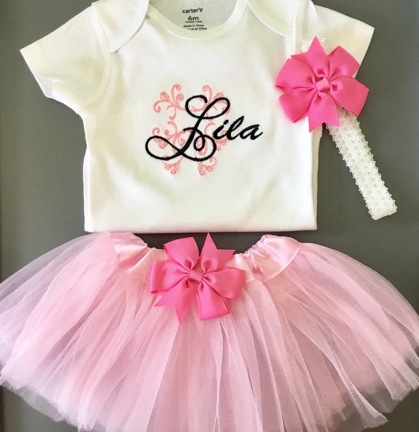 Baby Girl Tutu Outfit Personalized Bodysuit and Skirt Newborn Etsy